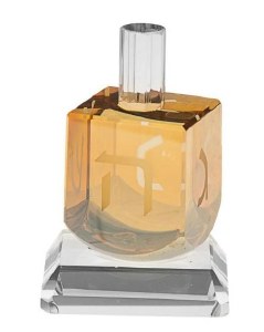 Picture of Crystal Dreidel Etched Letters with Clear Stand Gold